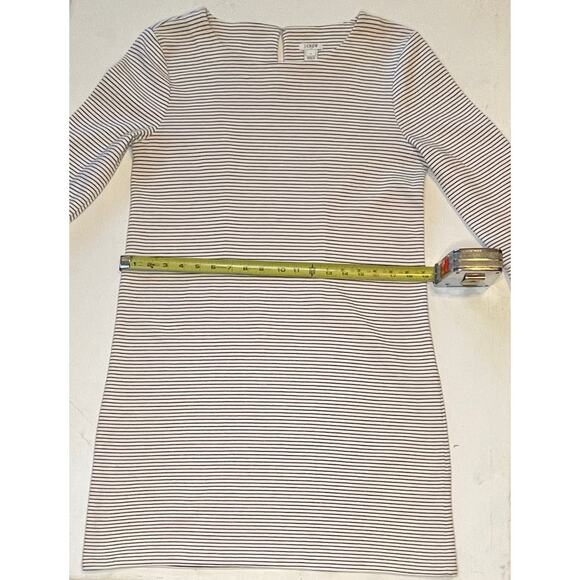 J.Crew Factory Bell Sleeve Dress M Black Cream Stripe Cotton Blend Classic Chic - Picture 6 of 13